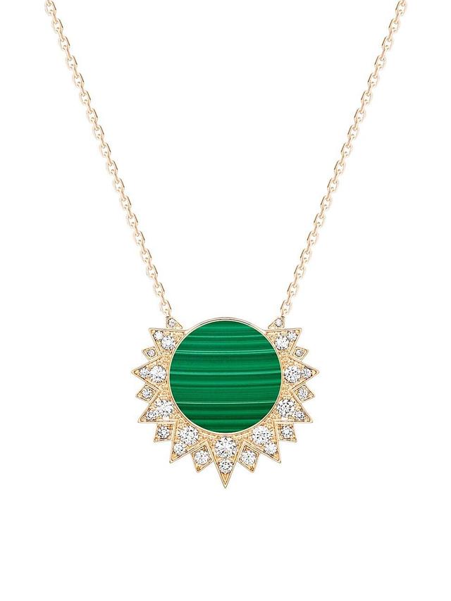 Womens Piaget Sunlight 18K Rose Gold, Malachite & Diamond Pendant Necklace Product Image