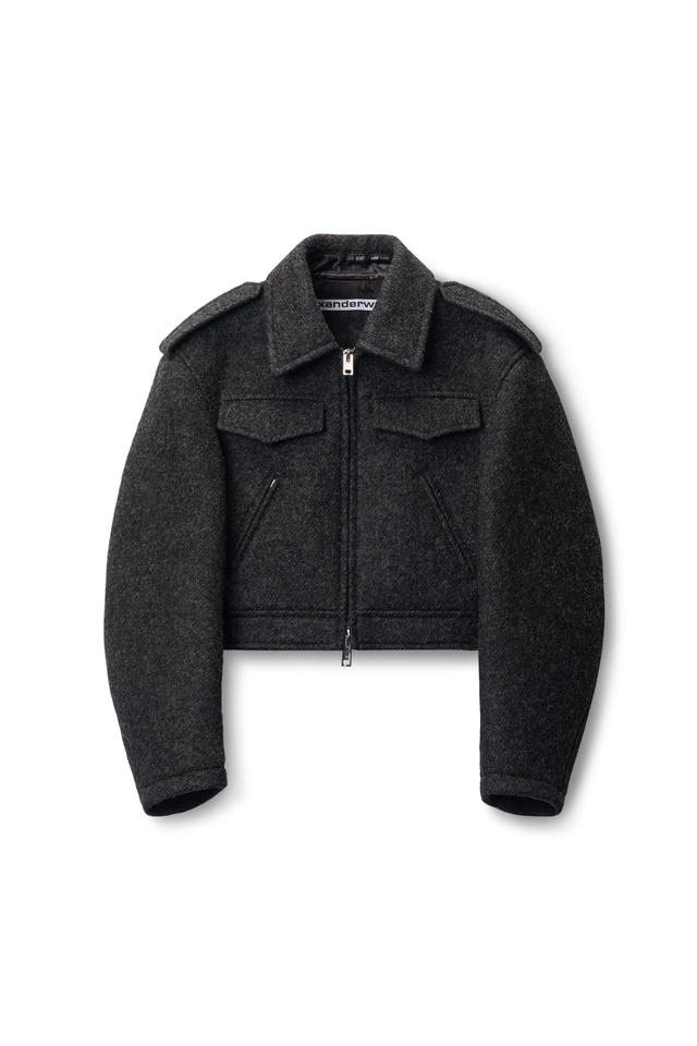 Cropped Military Jacket In Donegal Wool Product Image