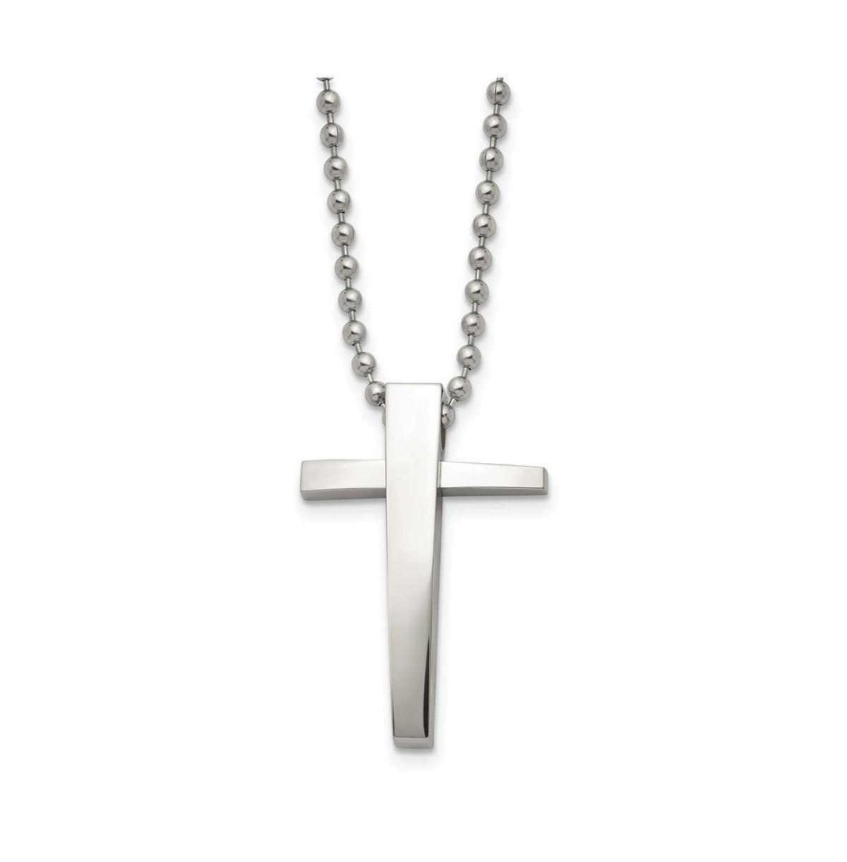 Chisel Stainless Steel Polished Cross Pendant on a Ball Chain Necklace Product Image