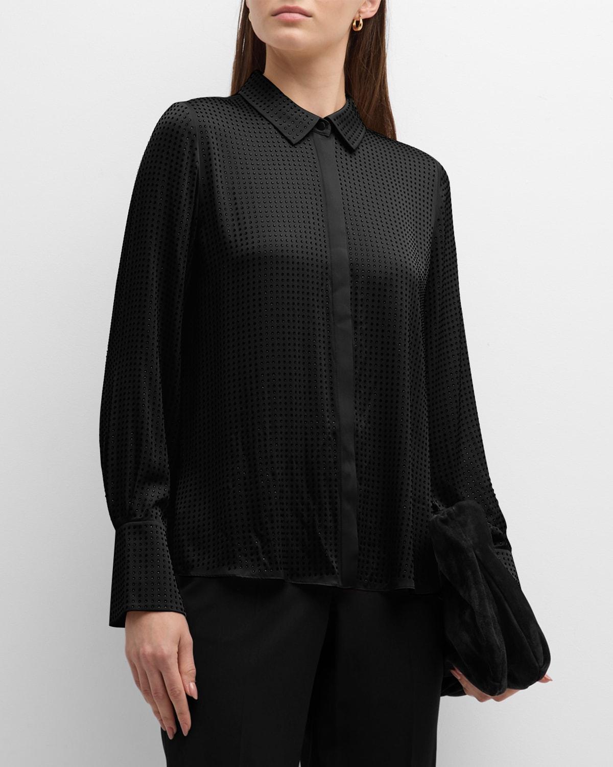 Womens Callie Studded Silk-Blend Blouse Product Image