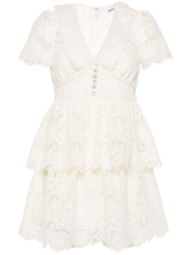 floral-macramé belted minidress Product Image