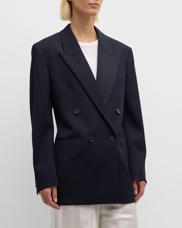 Lela Oversized Wool Twill Double-Breasted Jacket Product Image