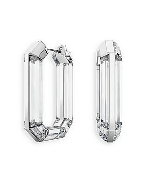 Womens Lucent Rhodium-Plated & Crystal Octagon Hoop Earrings Product Image