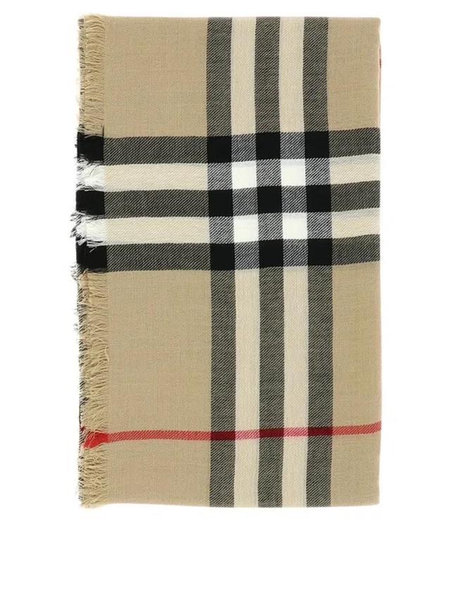 BURBERRY Check Wool Scarf Scarves Beige Product Image