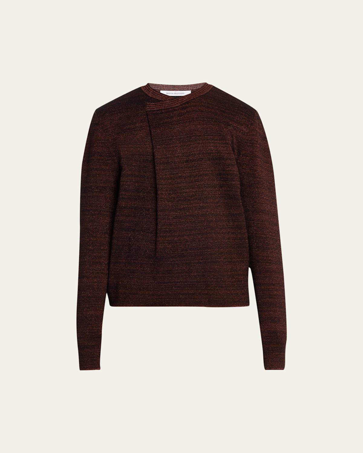 Mens Lurex Asymmetric V-Neck Sweater product image