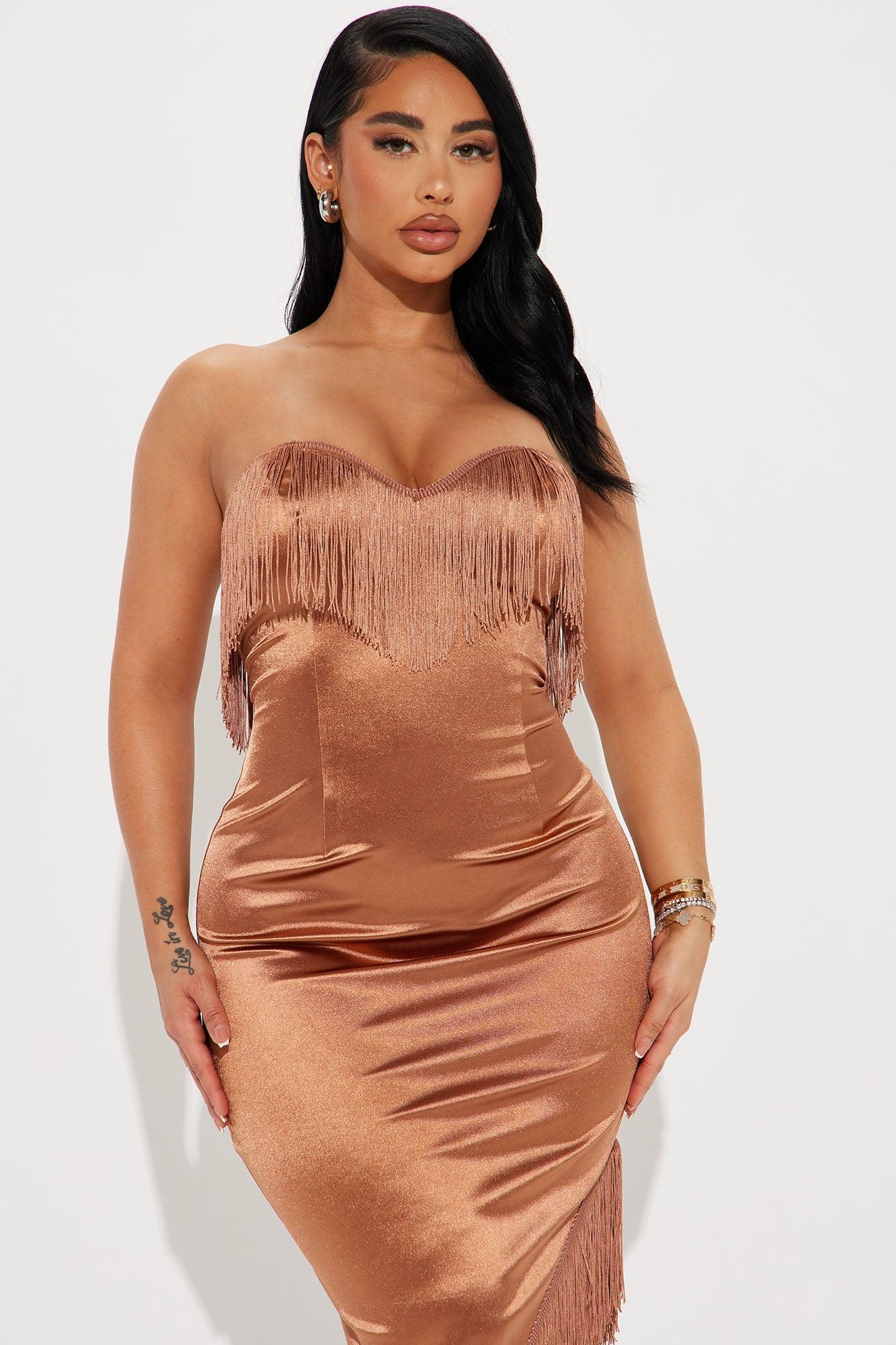 Carolina Fringe Maxi Dress - Mocha Product Image