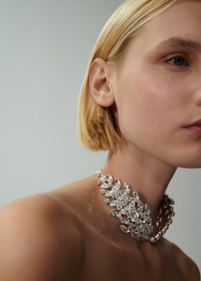 Crystal marquise choker in silver Product Image