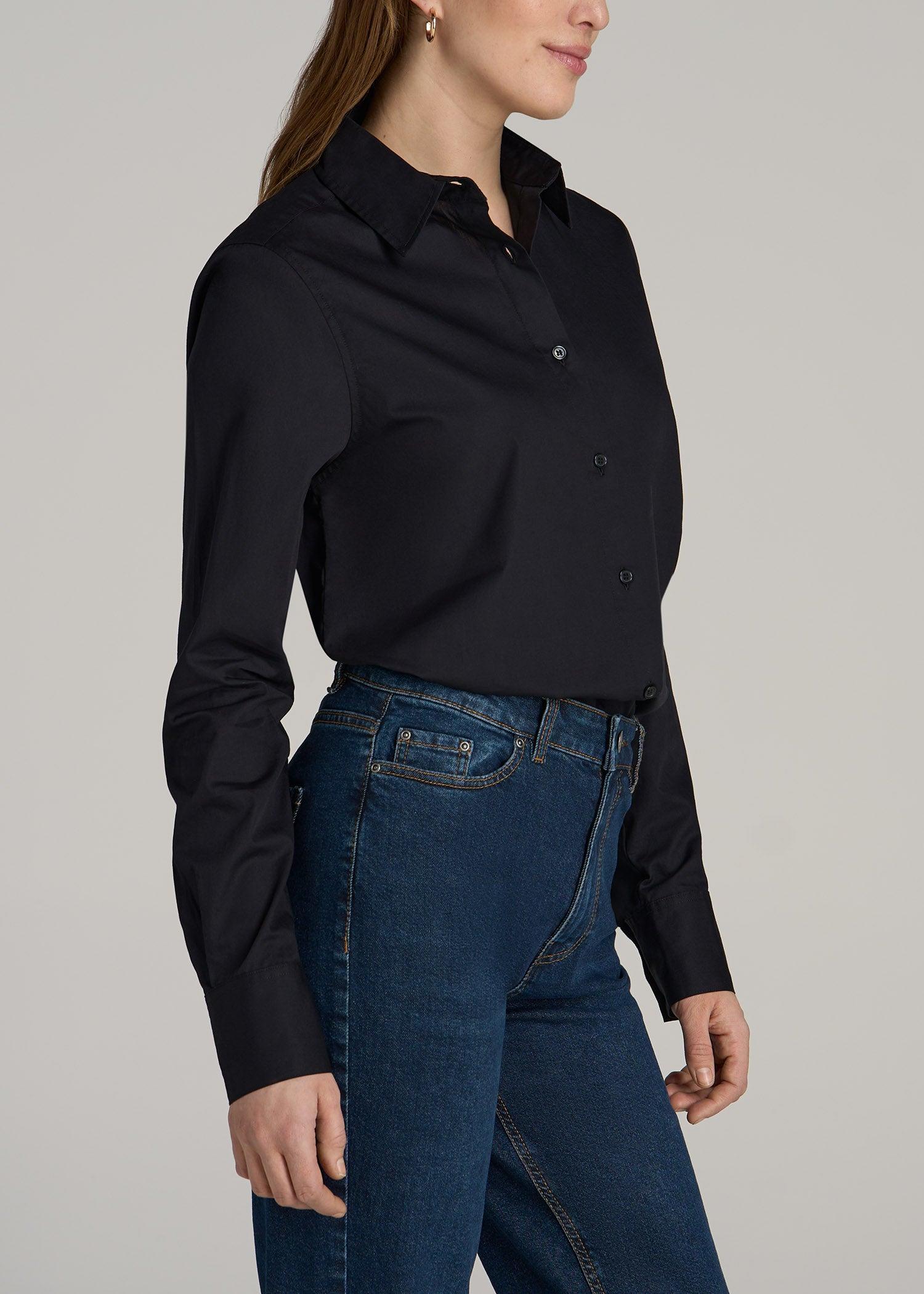 Tall Women's Regular Fit Dress Shirt in Black Female Product Image