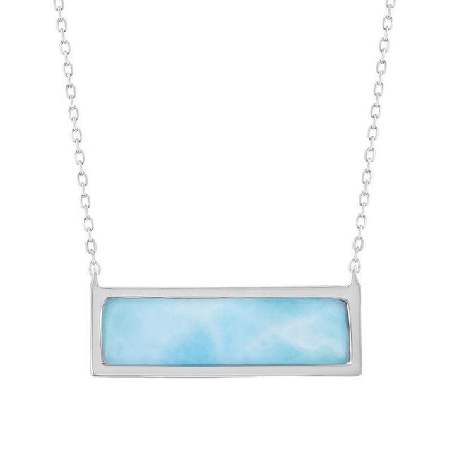 Sterling Silver Rectangle Larimar Pendant Necklace, Womens Product Image