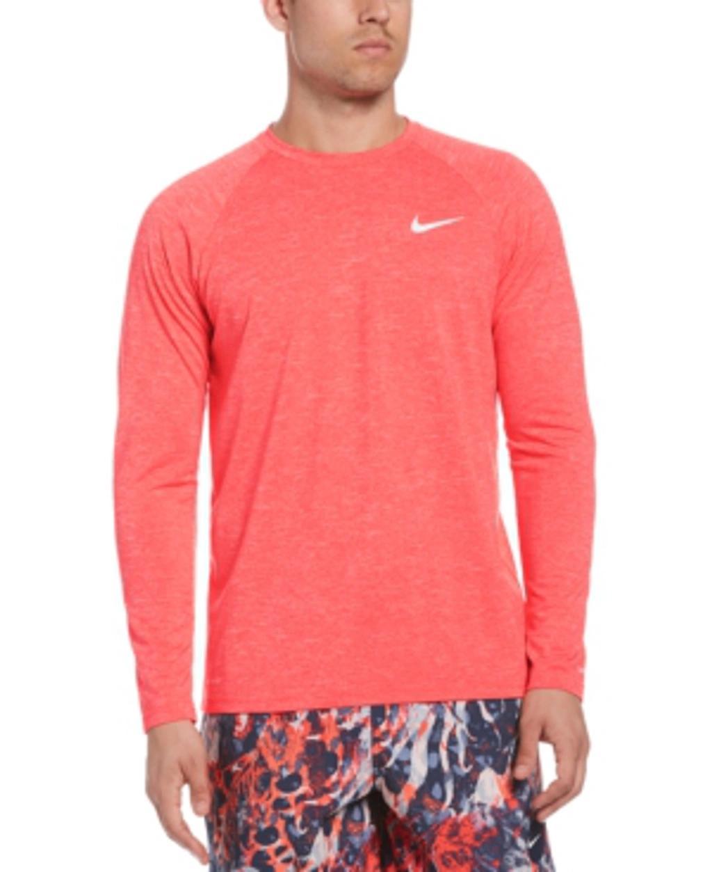 Men's Heather Hydroguard Long Sleeve Swim T-shirt In University Red Product Image