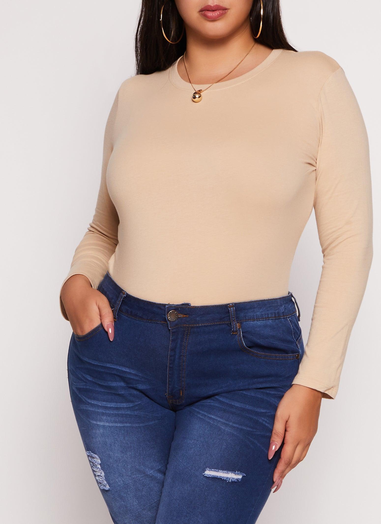 Womens Plus Size Ambiance Long Sleeve Basic T Shirt Product Image