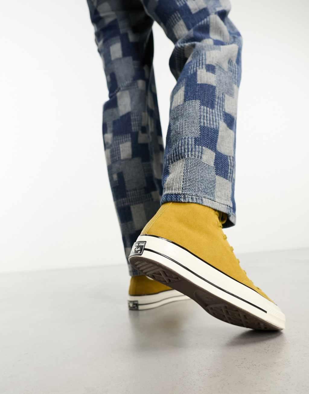 Converse Chuck 70 Hi suede sneakers in mustard yellow Product Image