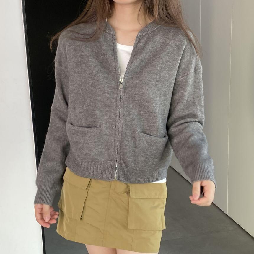 Plain Zip Cardigan Product Image