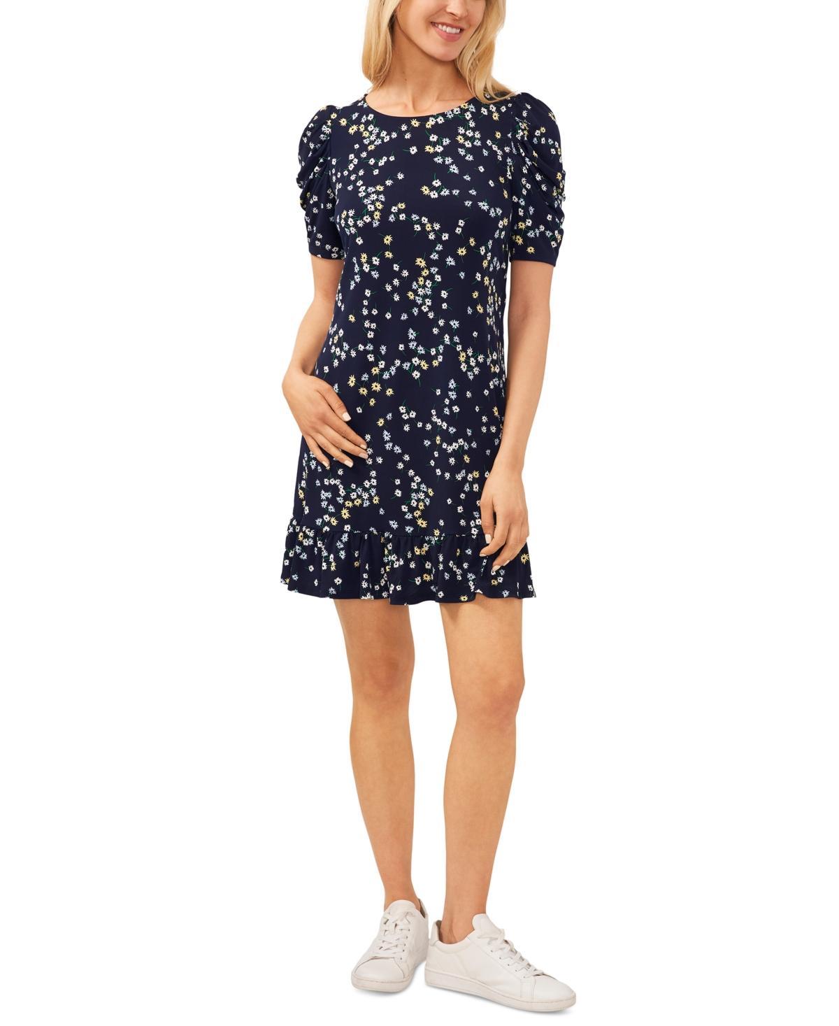 CeCe Floral Ruffle Hem Knit Minidress Product Image