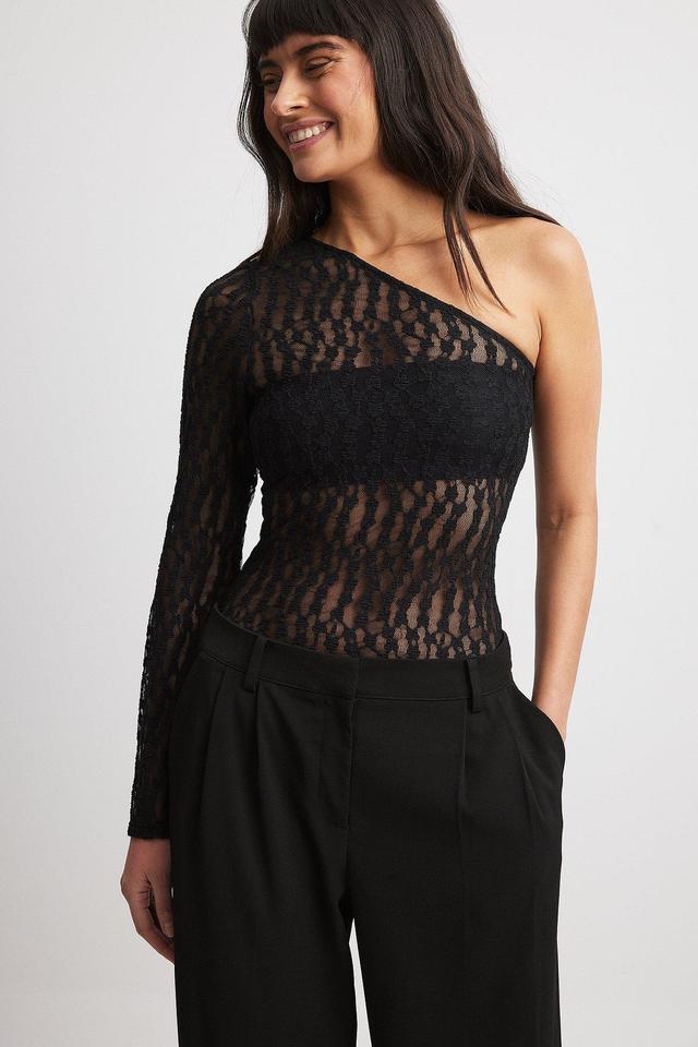 One Sleeve Lace Top Product Image