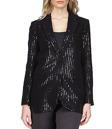 Womens Sequin Pinstriped Blazer Product Image