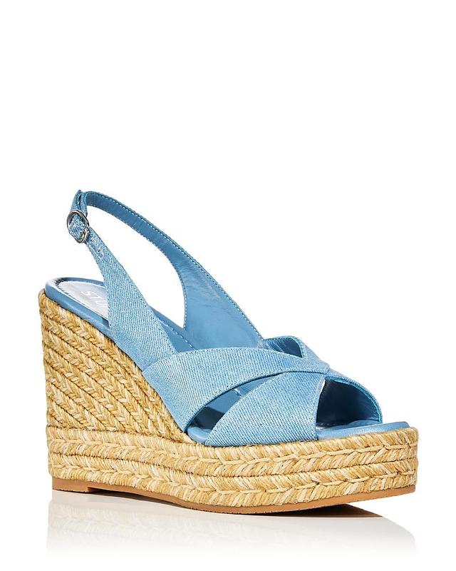 Stuart Weitzman Womens Carmen Brown Espadrille Wedge Platform Sandals Product Image