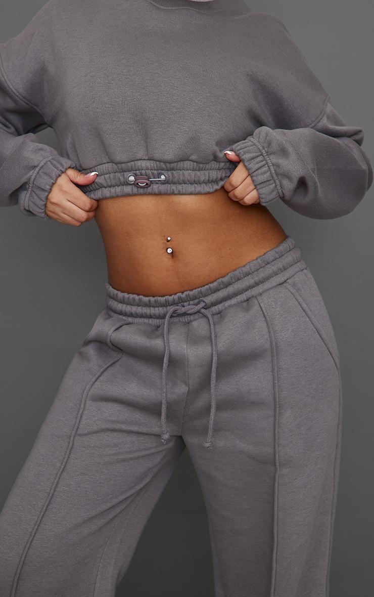 Petite Steel Blue Wide Leg Seam Detailed Sweatpants Product Image