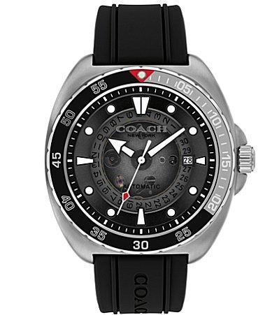 COACH Mens Charter Automatic Black Silicone Strap Watch Product Image