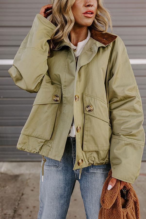 Crisp Mornings Cargo Jacket in Sage Product Image