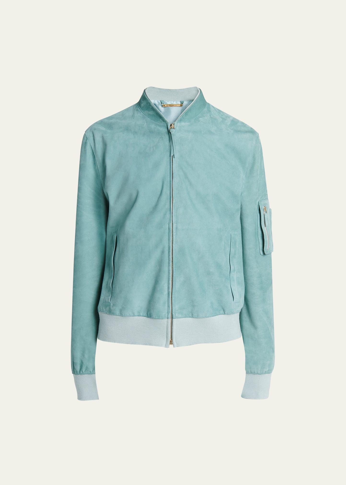 Womens Suede Bomber Jacket Product Image