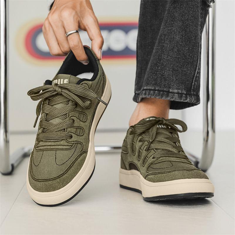 Contrast Stitching Lace-Up Sneakers Product Image