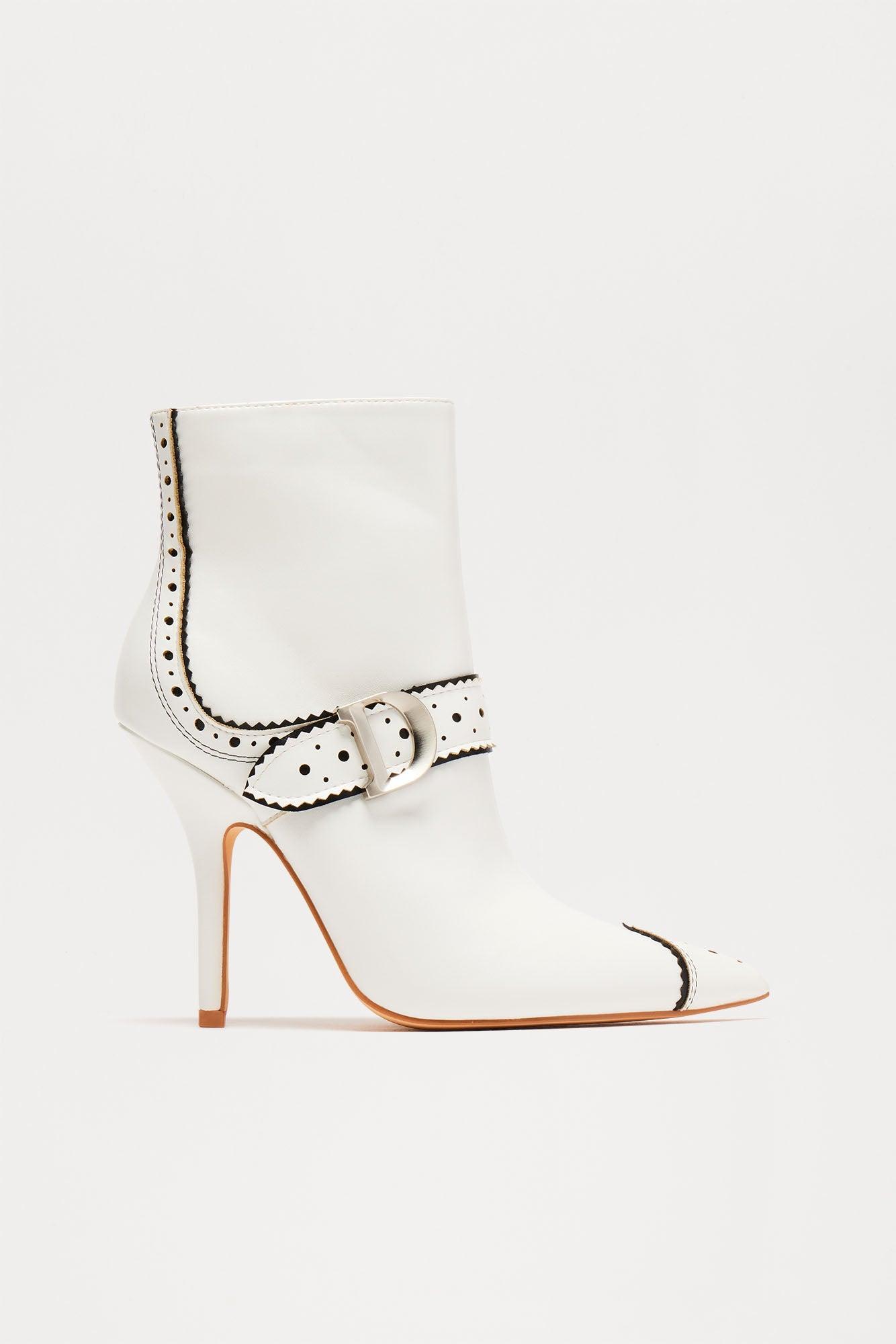 Zena Buckle Booties - White product image