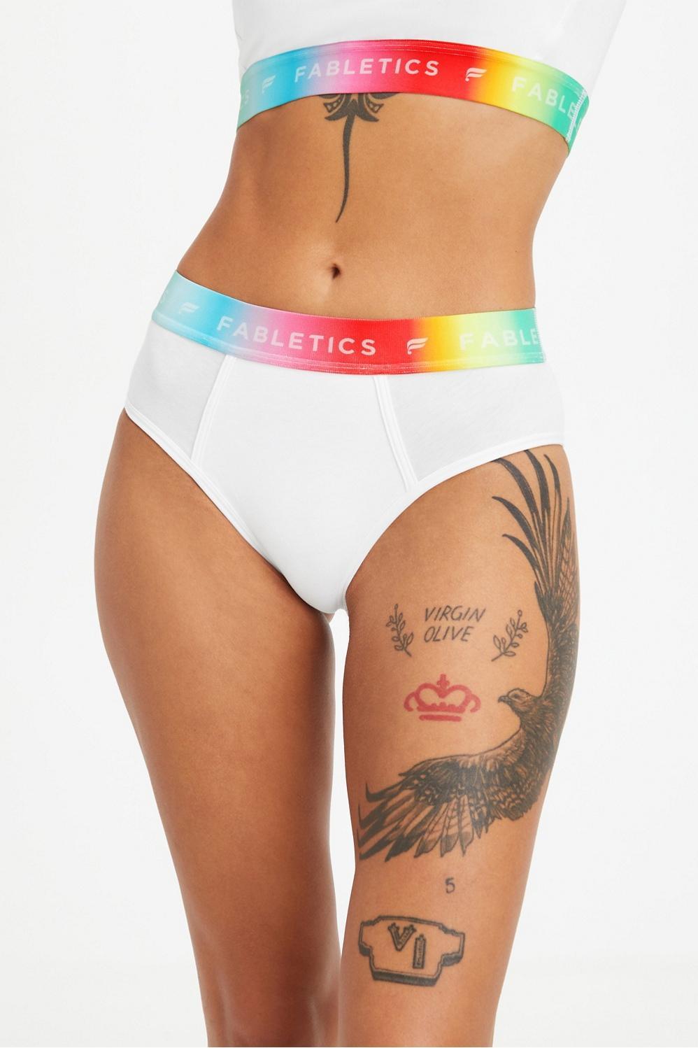 Fabletics 24/7 Pride High-Waisted Brief Womens white Size XL Product Image