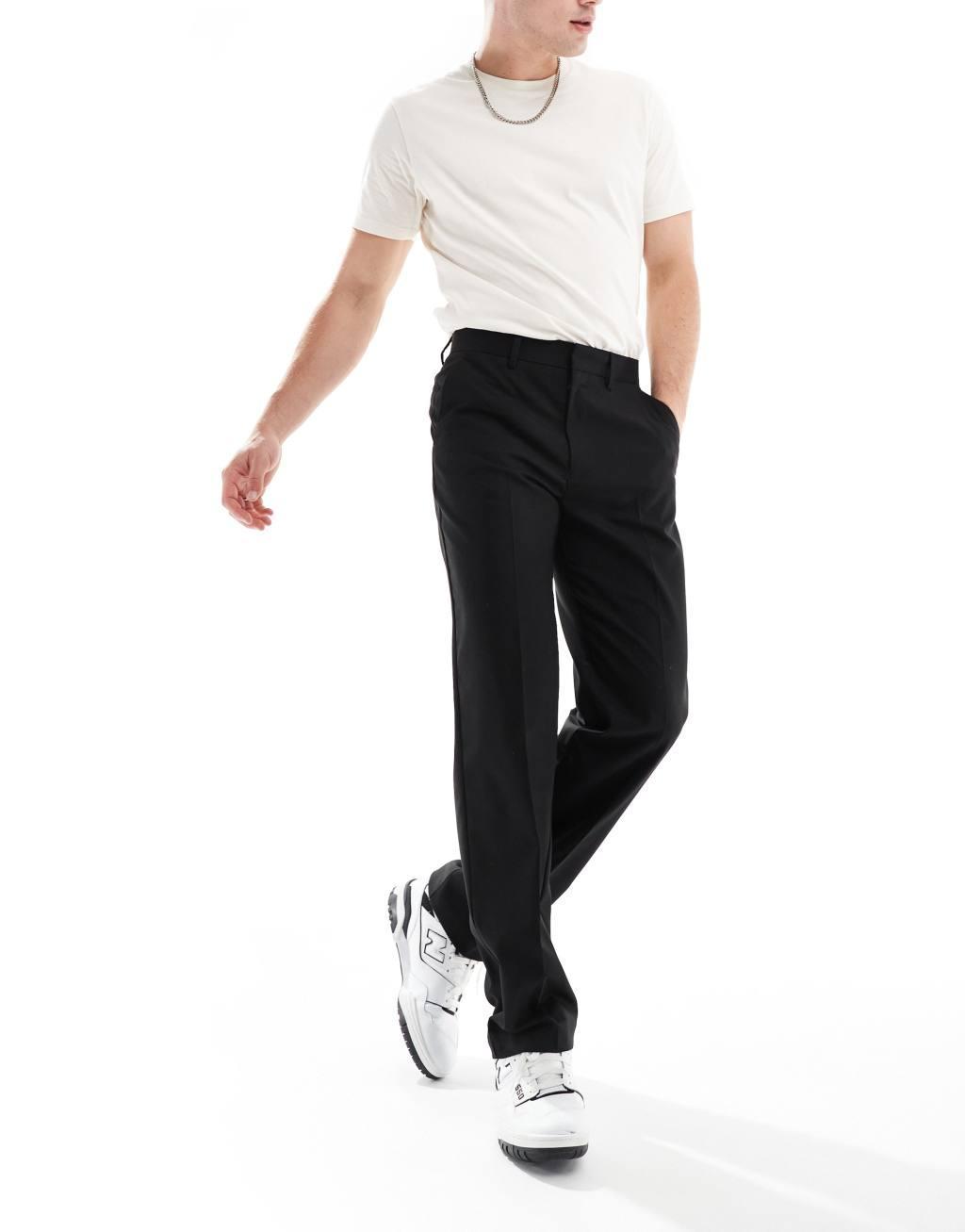 ASOS DESIGN straight suit pants in black product image