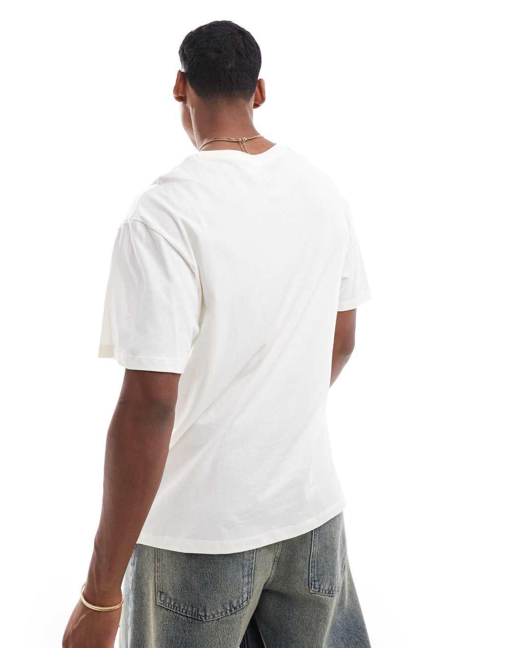 Jack & Jones oversized T-shirt with Paradis print in beige Product Image