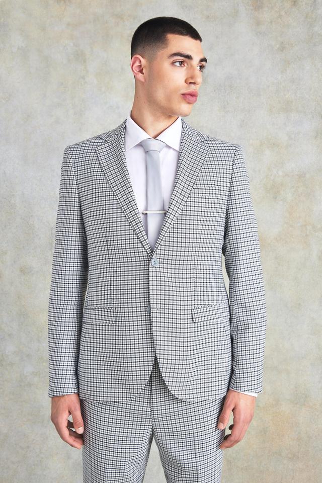 Slim Single Breasted Check Suit Jacket | boohooMAN USA Product Image