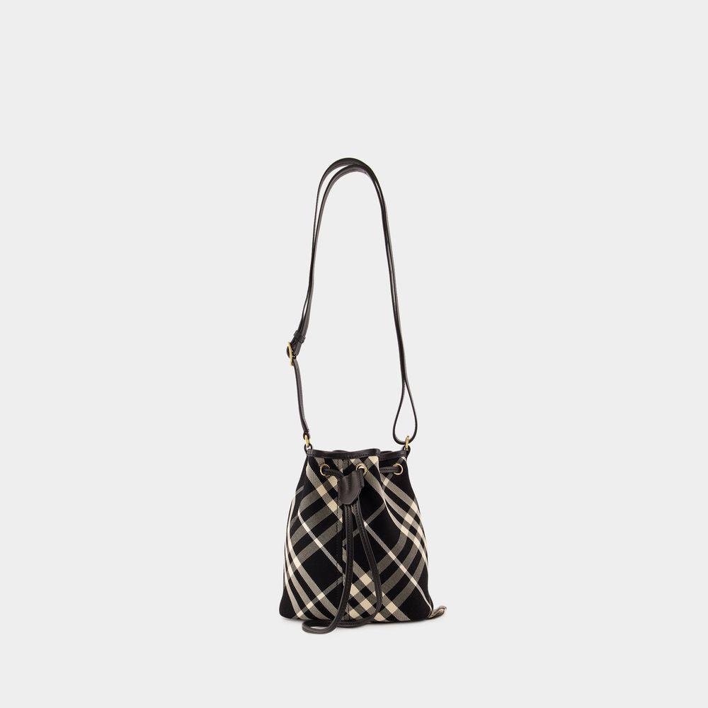 BURBERRY Black Check-print Mini Bucket Bag Product Image