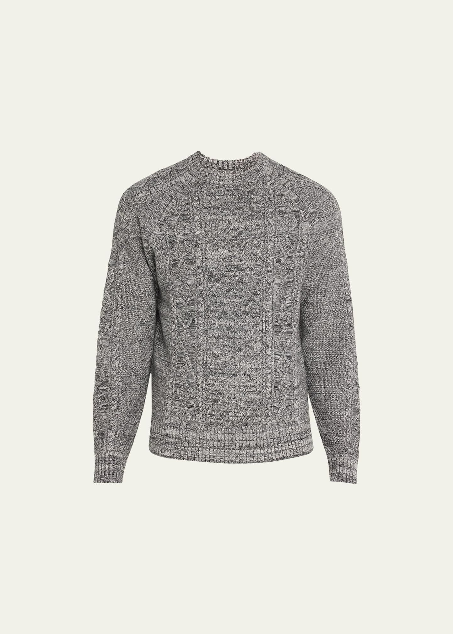 Mens Marled Wool Cable-Knit Sweater Product Image