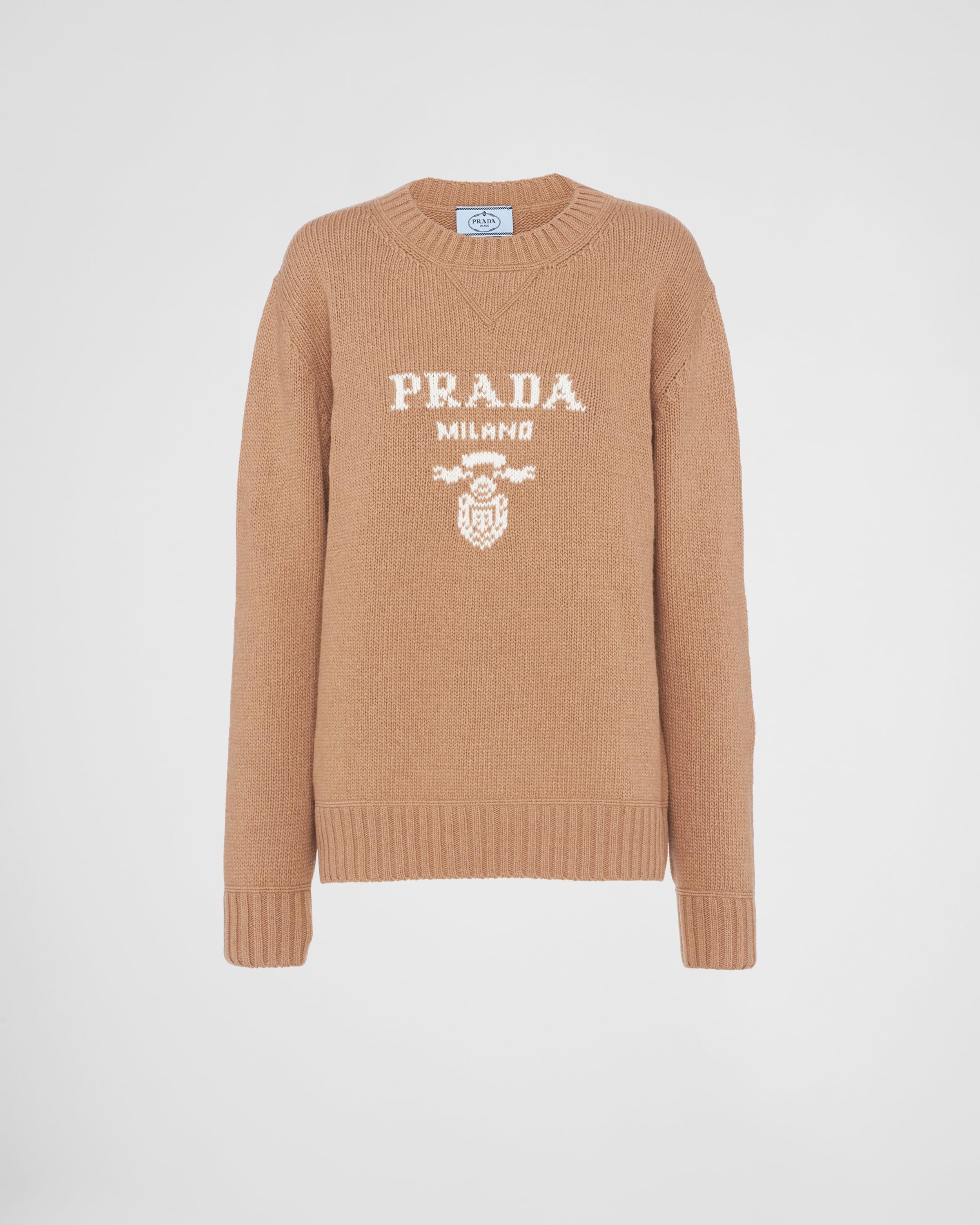 Cashmere and wool Prada logo crew-neck sweater Product Image