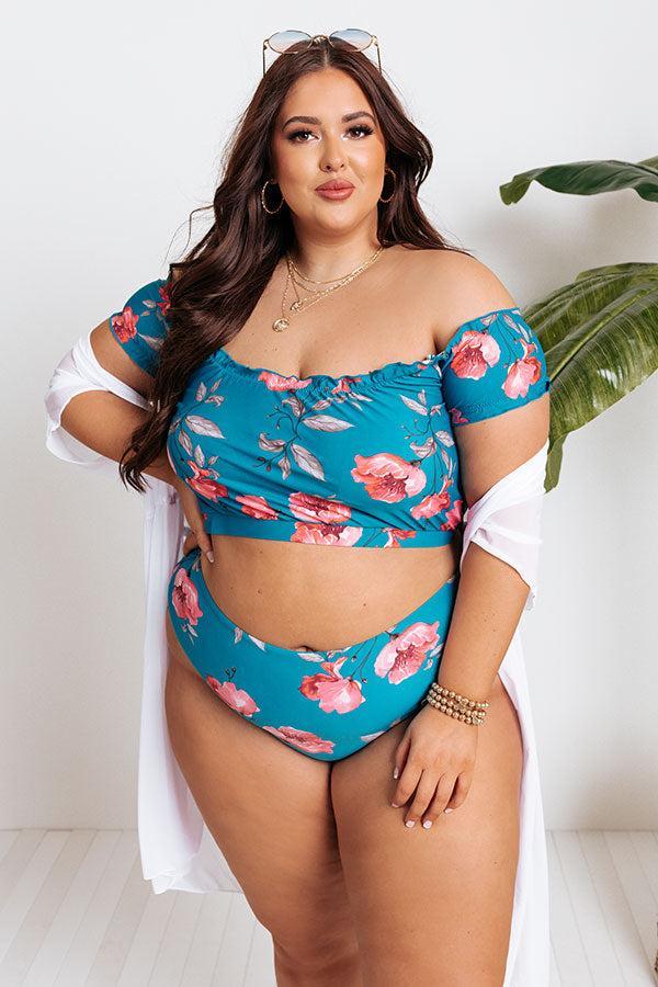 Secret Beach Floral Bikini Top in Ocean Blue Curves Product Image