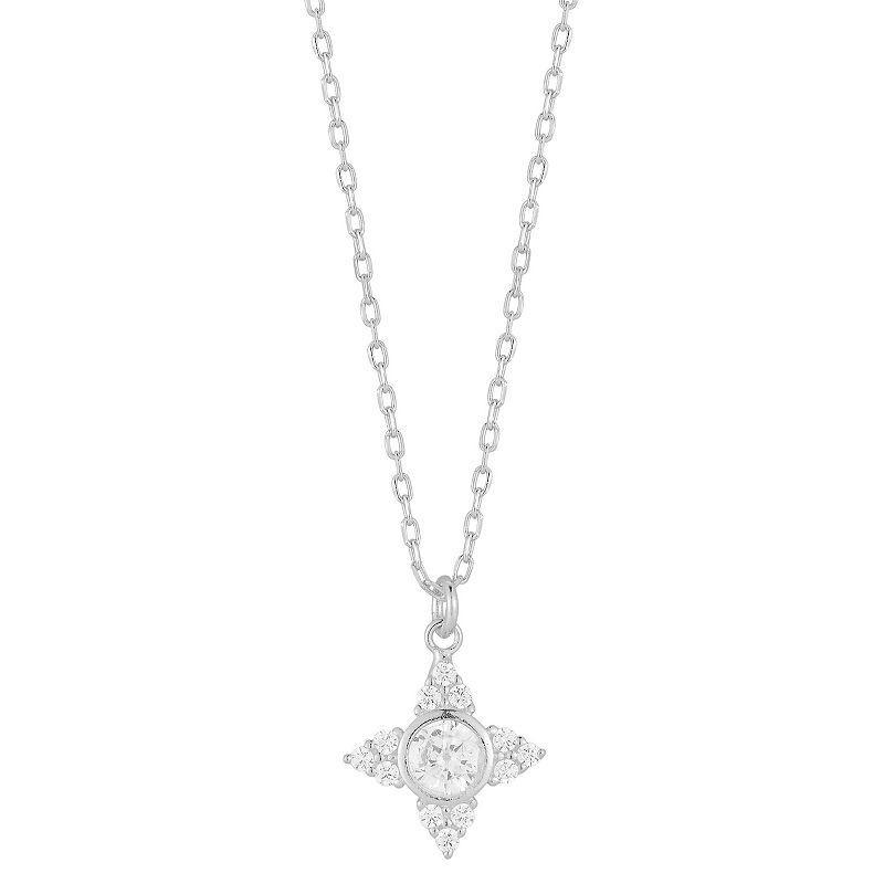 Sunkissed Sterling Cubic Zirconia Star Pendant Necklace, Womens, Silver Tone Product Image