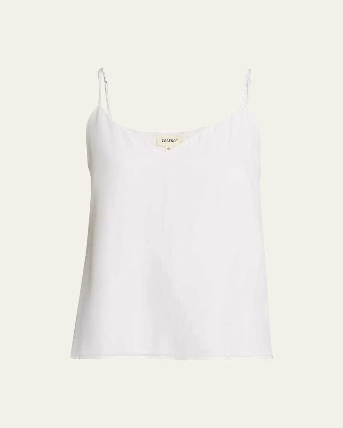 Jane V-Neck Spaghetti-Strap Silk Tank Product Image