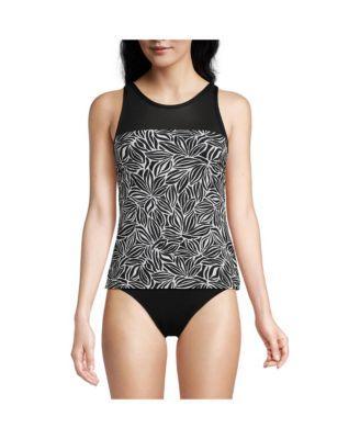 Women's Chlorine Resistant Smoothing Control Mesh High Neck Tankini Swimsuit Top Product Image