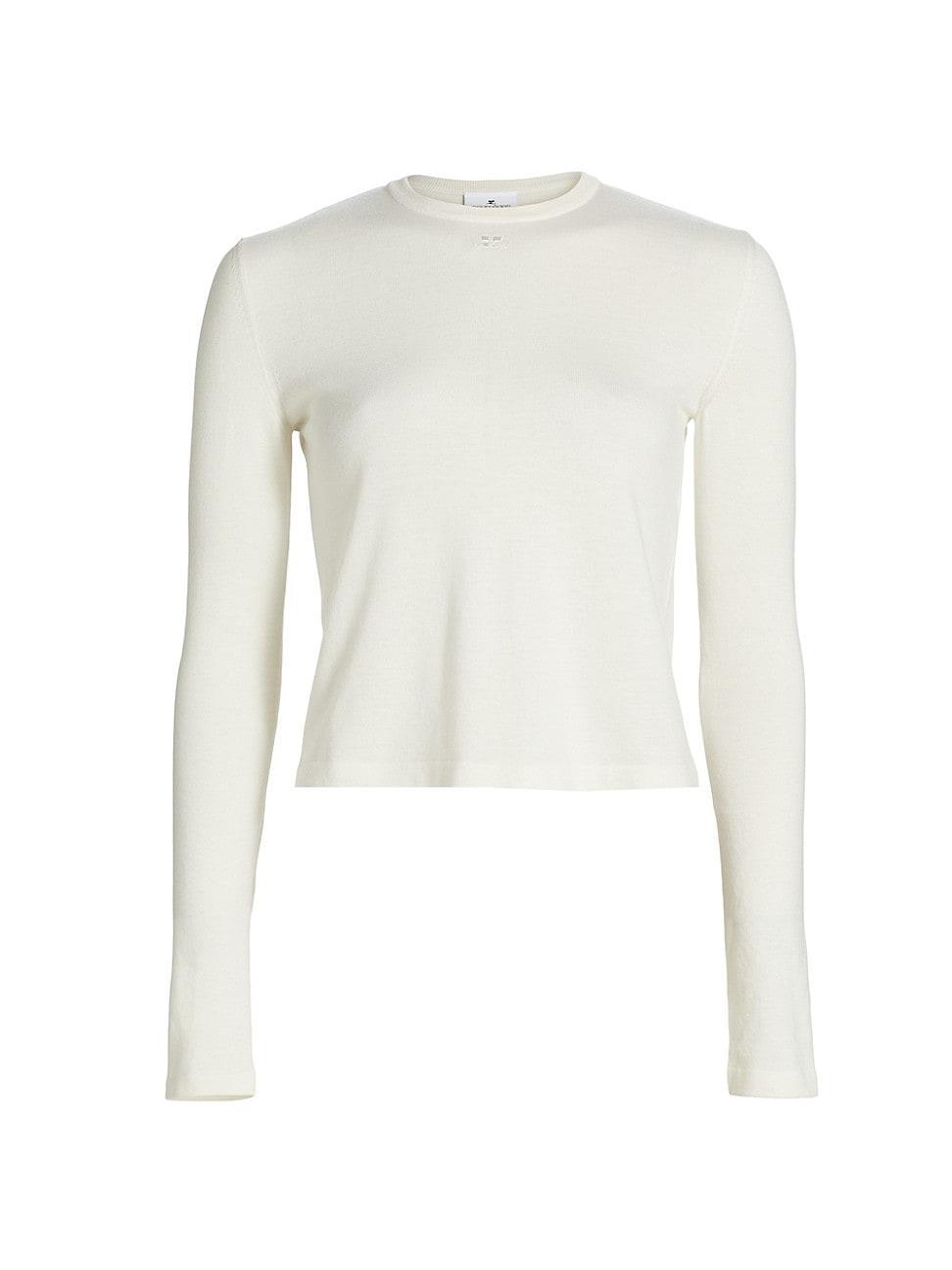 Womens Virgin Wool-Cotton Crop Sweater product image