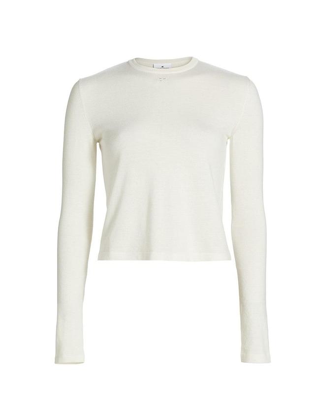 Womens Virgin Wool-Cotton Crop Sweater Product Image