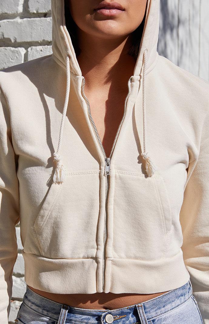 John Galt Women's Taupe Crystal Cropped Hoodie Product Image