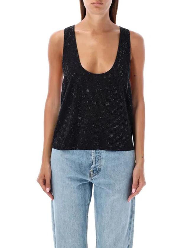 Crystal Embellished Racerback Tank Top In Black Product Image