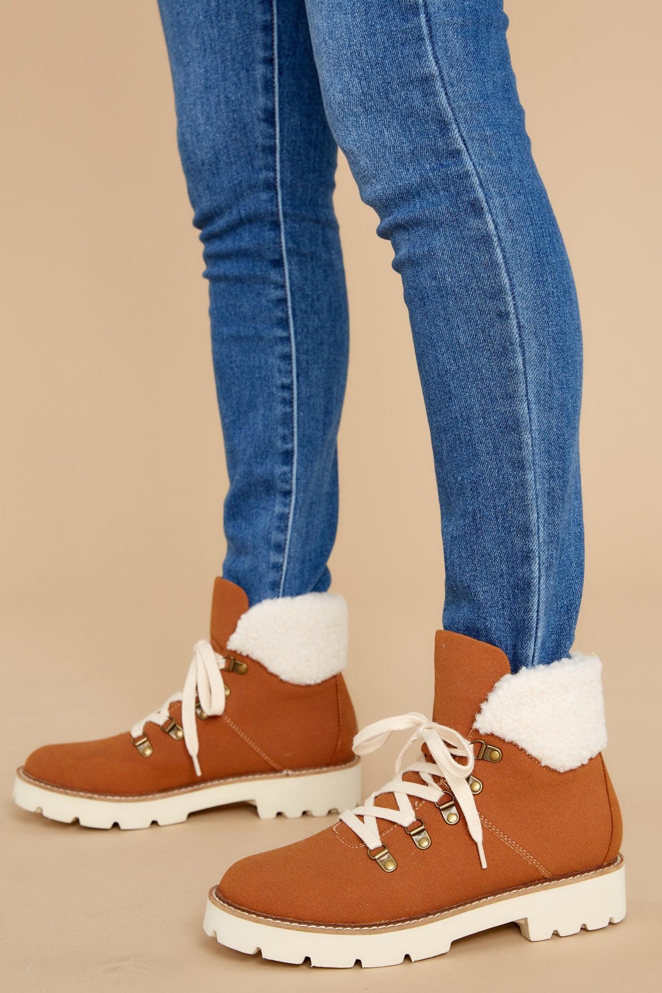 In Step Cognac Lace Up Boots Product Image