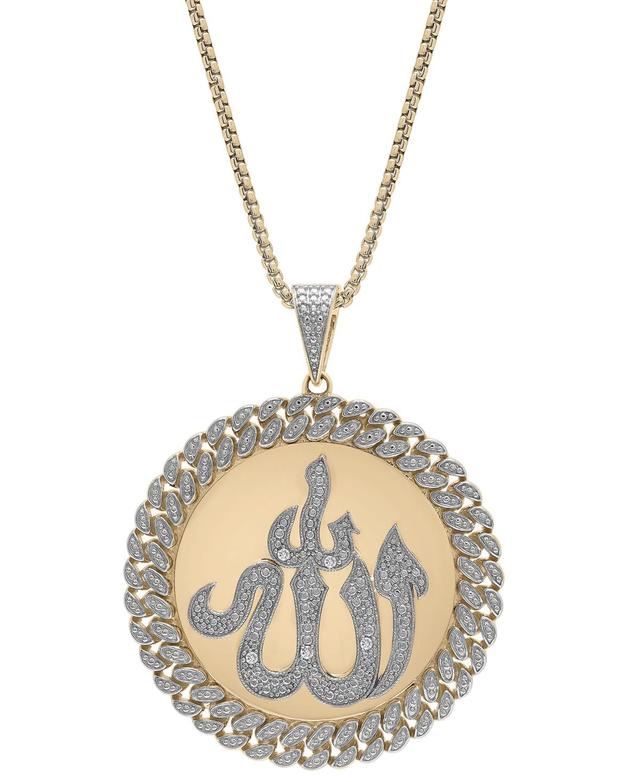 Mens Diamond Allah 22 Pendant Necklace (1/4 ct. t.w.) in 14k Gold-Plated Sterling Silver Product Image