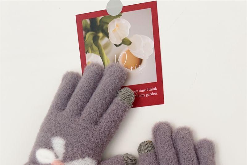 Bow Print Knit Gloves Product Image