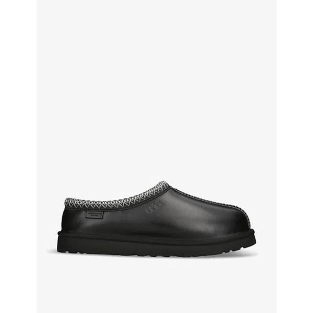 UGG Mens Black Tasman Branded Leather Slippers Product Image