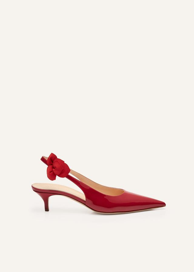 Slingback rose kitten heels in red leather Product Image