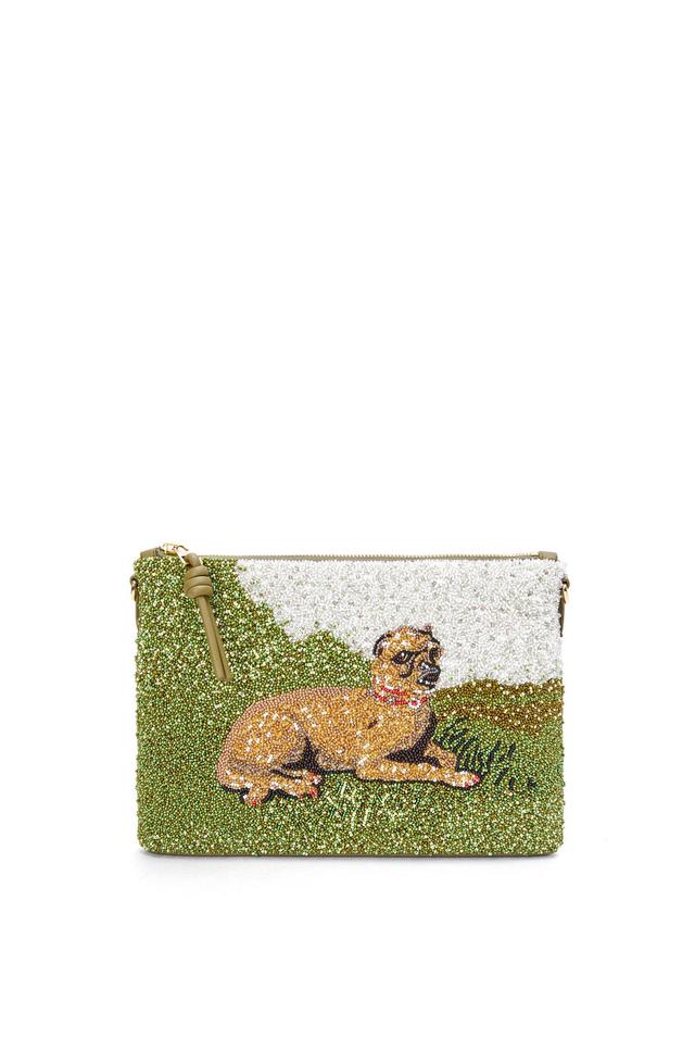 Oblong pouch in beaded leather Product Image