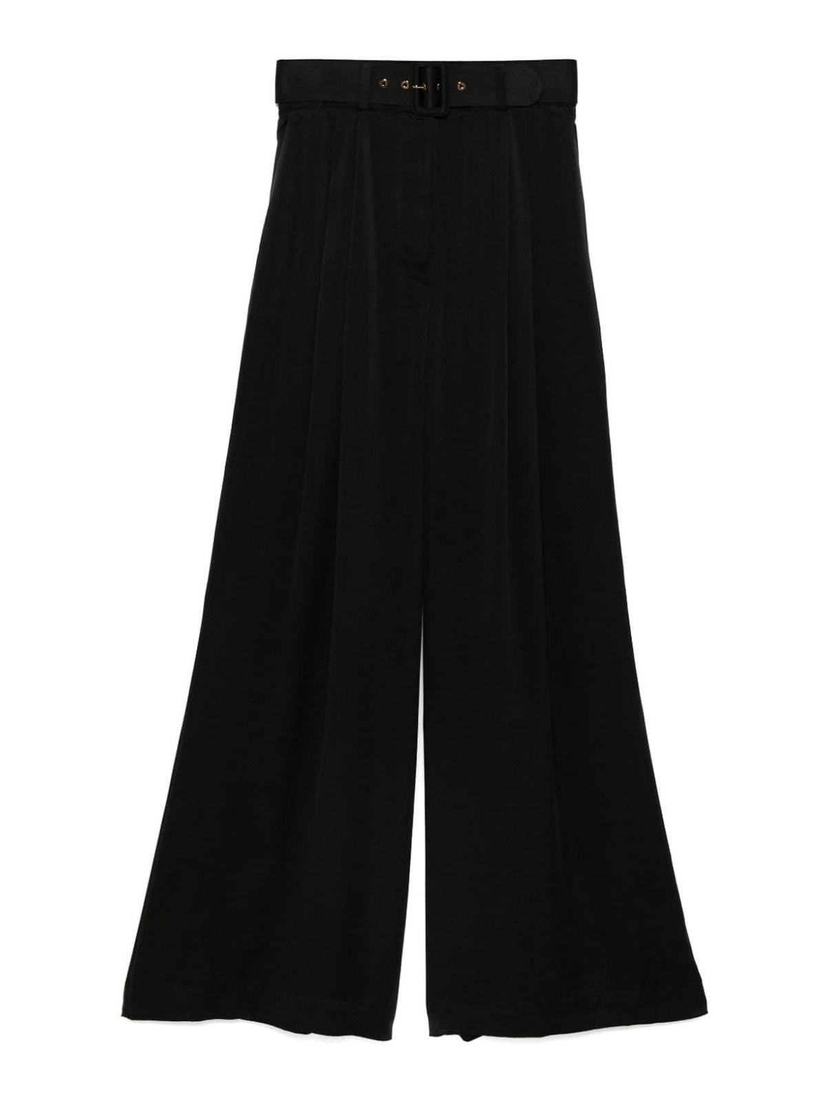 ZIMMERMANN Wide-leg Silk Trousers Belt Loops In Black Product Image