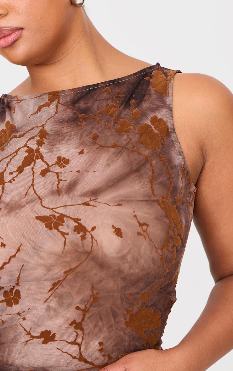 Plus Brown Devore Sleeveless Top Product Image